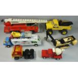 Tonka - various tin and die-cast construction vehicles, to include MR-970 crane truck, City of