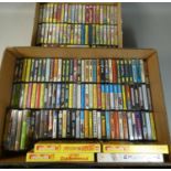 Approximately one hundred and fifty ZX Spectrum cassette tape games in small cases, 1985 and