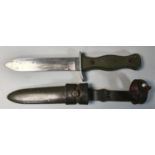 A Bundeswehr German Army Fighting Knife HSK70, with 14cm single edge blade, moulded green plastic