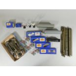 Hornby 'OO' gauge - a quantity of track, together with a boxed left hand EODPL 3 rail,