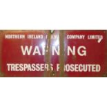 An enamel railway sign, 'Northern Ireland Railway Company Limited', 27 x 61cm.