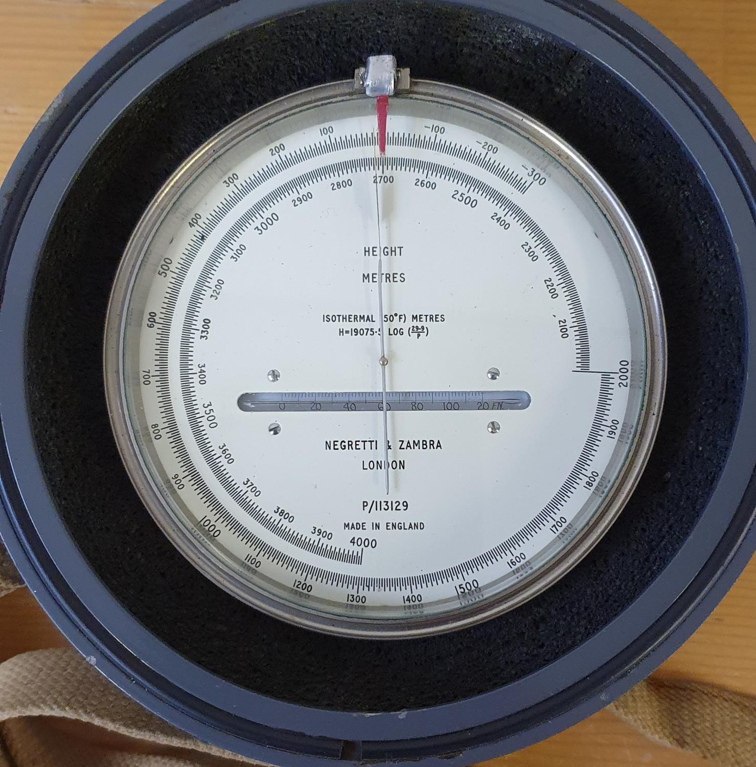 Negretti & Zambra, London, a War Department cased altimeter/temperature gauge, P/113129, service