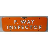 A enamel B.R. N.E. 'P. Way Inspectors' door sign, 15 x 46 cm.