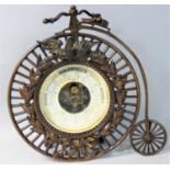 A German vintage brass Ordinary bicycle barometer, the 9 cm cm dial with German instruction, the