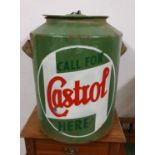 A green can, with painted Castrol motif, 43 cm.