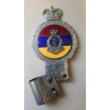 A British Army Medical Corps vintage car bumper badge, by Gaunt of London.