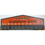 A wood and printed John Bull heat resisting Radiator Hose sign, 1" - 2 1/2", 27 x 80 cm.