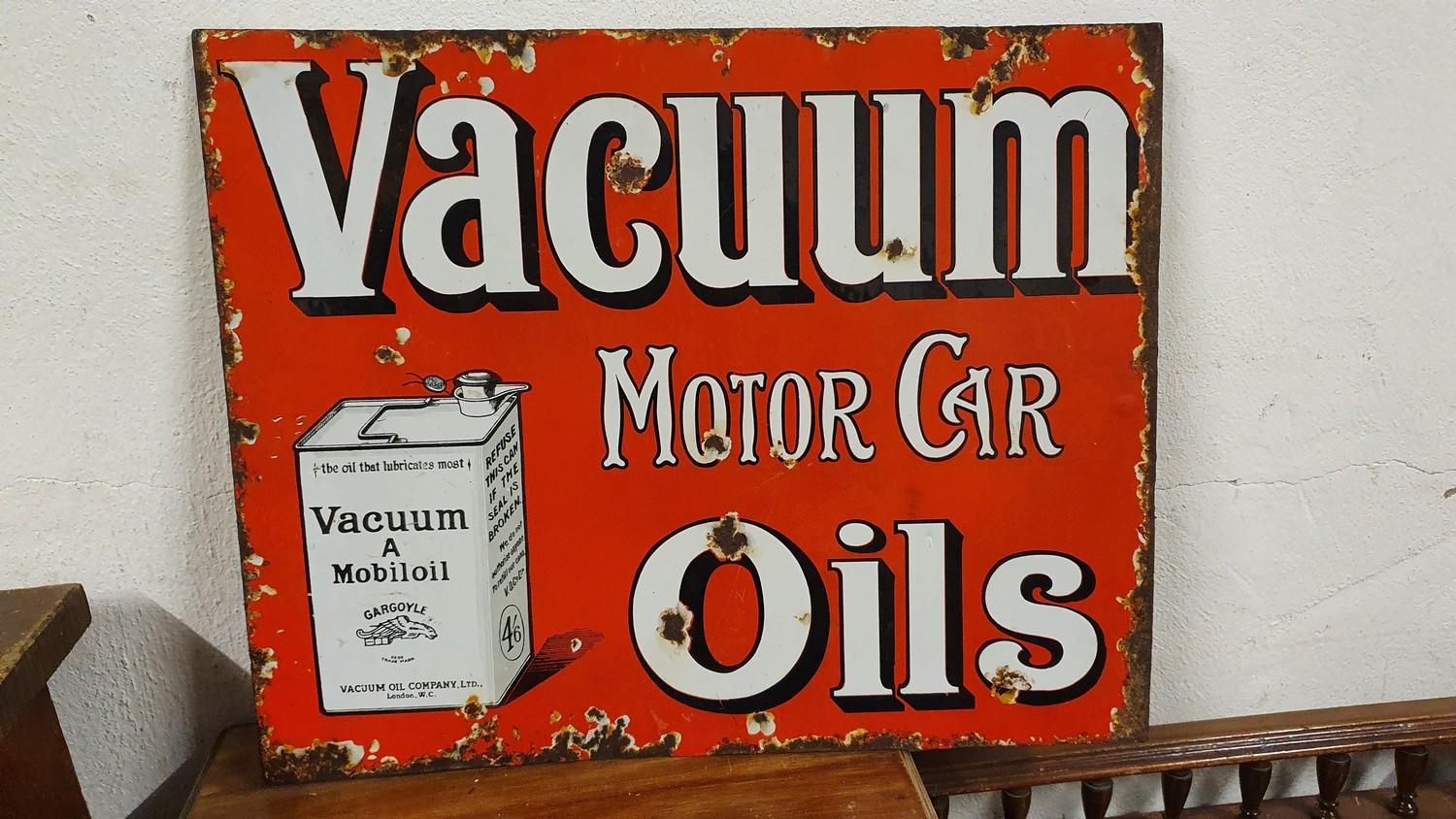 A double sided, wall mounted, vitreous enamel Vacuum Motor Car Oils sign, 41 x 51 cm. - Image 2 of 5