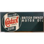 A single sided rectangular sign, with painted Castrol motif, 41 x 90 cm.