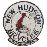 A single sided, vitreous enamel New Hudson Bicycles sign, 52 x 47 cm.