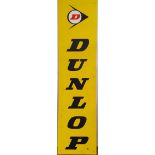 A single sided plastic Dunlop tyre sign, 121 x 30 cm and a single sided tin Mobil Regular sign, 30 x