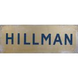 A double sided tin Hillman sign, 84 x 31 cm.