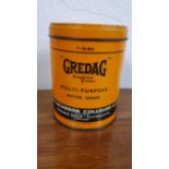 A Gedrag Motor Grease can, with contents, 1 lb.