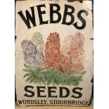 A single sided vitreous enamel pictorial advertising sign, Webb's Seeds, Wordsley, Stourbridge, 90 x