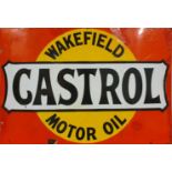 A single sided vitreous enamel Wakefield Castrol Motor Oil sign, 51 x 76 cm.