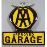 A reproduction cast metal and painted AA Garage sign, 25 cm.