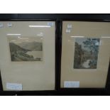 Two 19th Century prints, signed Claude Hamilton Rowbotham, Crummock water and Ullswater