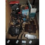 A box of cameras etc