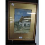 A watercolour, Bessie Guillet, Thatched cottage, signed and dated 1920, 9.5in x 6.5in