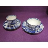 Two tea cups and saucers by Royal Crown Derby bearing green back stamps