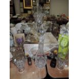 A selection of glassware, mainly decorative including coloured stem champagne flutes and punch set