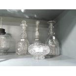 A selection of clear cut crystal decanters
