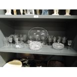 A selection of etched and pressed glassware