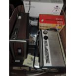 A box of vintage radios etc