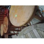 Three traditional pine stools