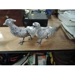 A pair of plated pheasant figures