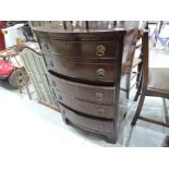 An early 20th Century mahogany bow front chest of 5 drawers, of small proportions