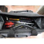 A Stanley tool bag with contents