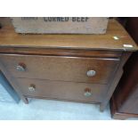 A vintage oak ply two drawer bedroom chest