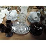 A selection of ceramics including Crown Ming tea cups and saucers