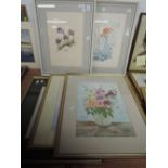 A selection of botanical prints and original art work