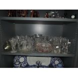 A selection of clear cut and crystal glass wares