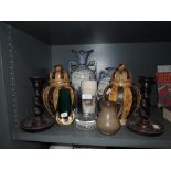 A selection of ceramics including Delft vase