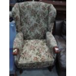 A wingback armchair