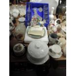 A selection of glass wares and ceramics including boxed decanter and glass set