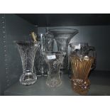 A selection of clear cut crystal glass wares