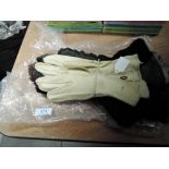 Two pairs of vintage gloves including white suade and fur