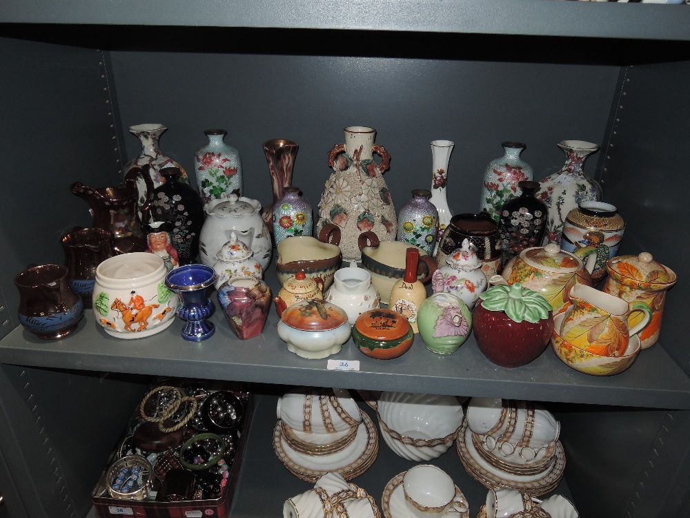 A selection of ceramics including three pairs of fine Export cloisonne vase