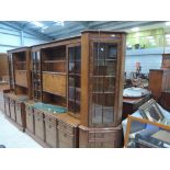 Two reproduction figured walnut style lounge unit and corner display