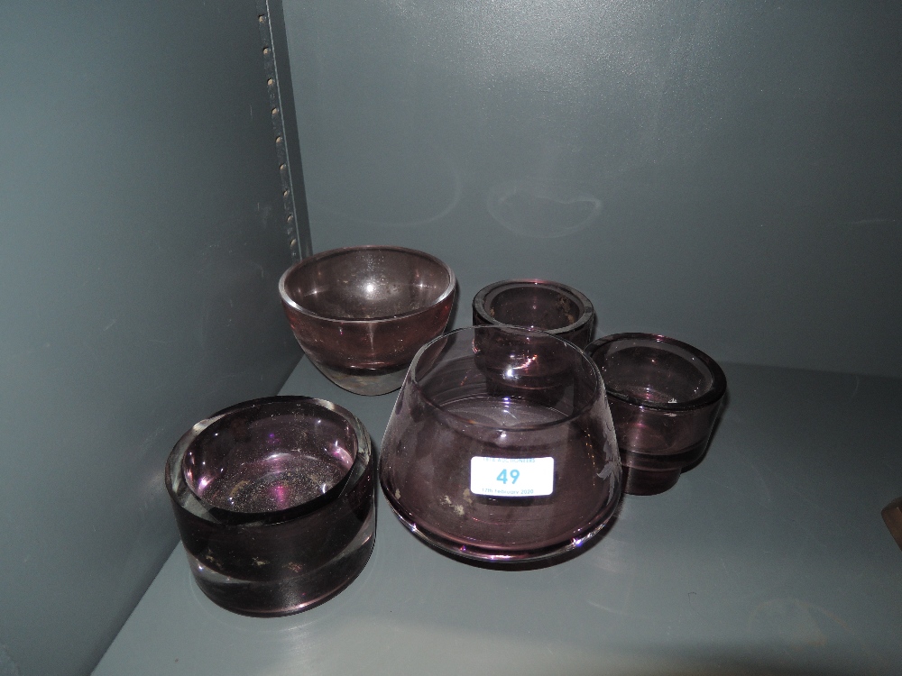 A selection of purple art glass including Caithness