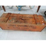 A vintage wood crate, printed George Speight & Sons, Lancaster