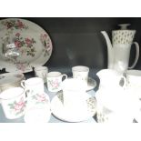 Two part tea and coffee services including Hostess Greenway and Wedgwood Charnwood