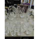 A selection of fine clear cut crystal glass wares including Waterford tumblers