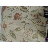 A pair of fully lined beige curtains having floral pattern,good condition.