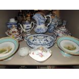 A selection of ceramics including tea bowl and and Dresden marked tureen