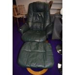 A Stressless style armchair and stool